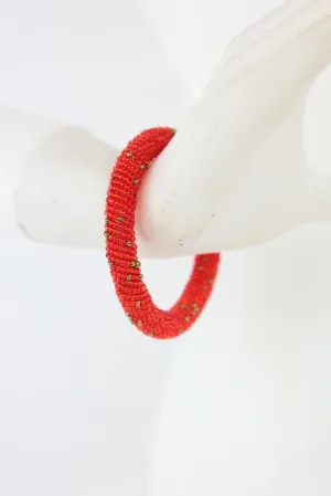 African Maasai Beaded Bracelet-Red/Gold