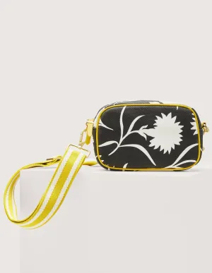 Canvas Crossbody Bag-Black, Leafy Bud