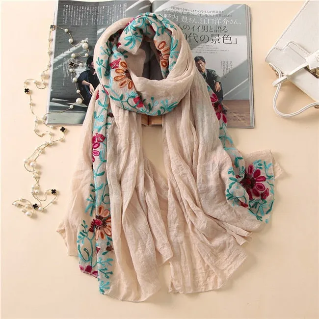 Christmas Gift 2021 Plain Embroider Floral Viscose Shawl Scarf From Indian Bandana Print Cotton Scarves and Wraps Soft Foulard Muslim Hijab Cap