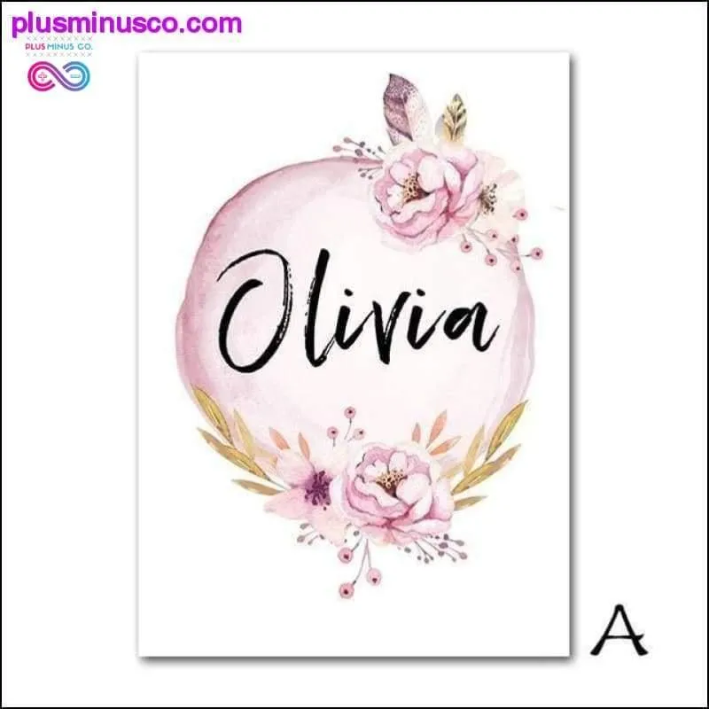 Custom Girl Name Baby Poster Peony Pictures Flowers Canvas