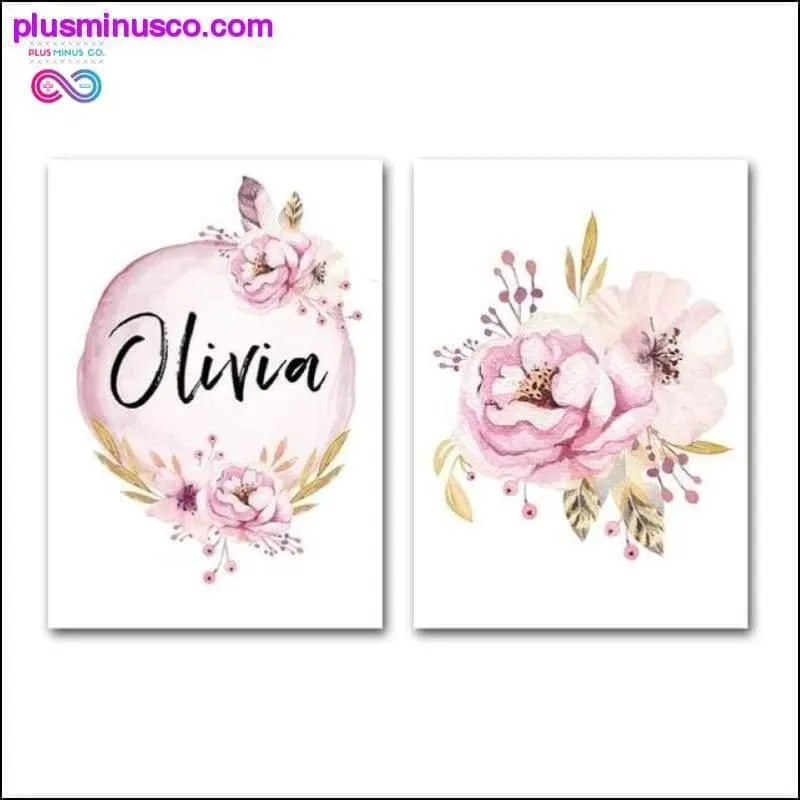 Custom Girl Name Baby Poster Peony Pictures Flowers Canvas