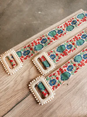 Embroidered Floral Belt
