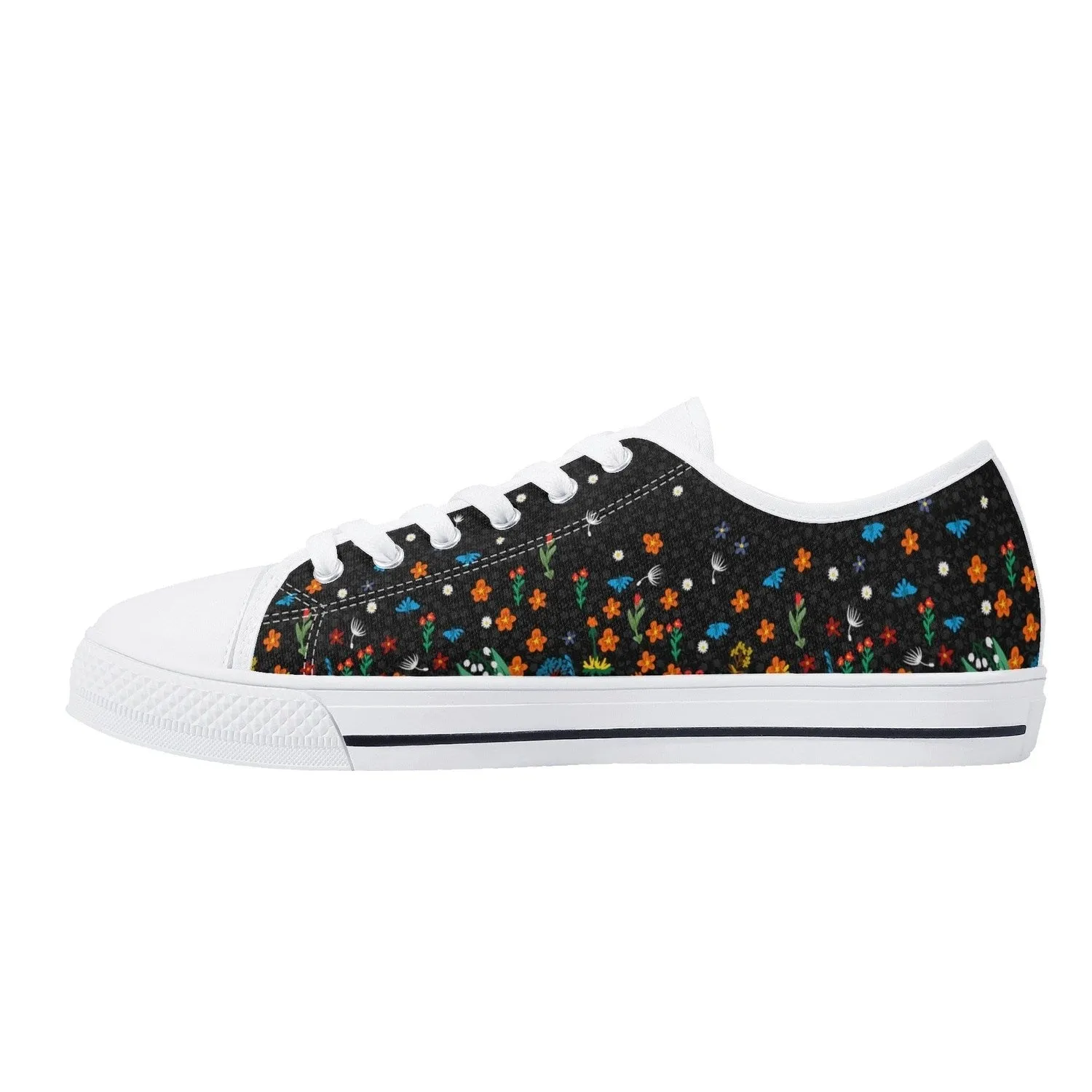 Falling Flowers Womens Low Top Canvas Shoes