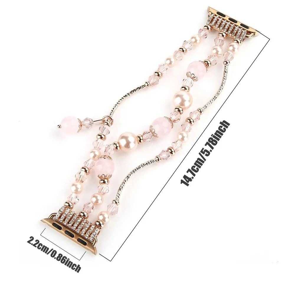 Handmade Beaded Watch Band Bracelet for iOS Series 9 8 7 6 SE 5 Strap