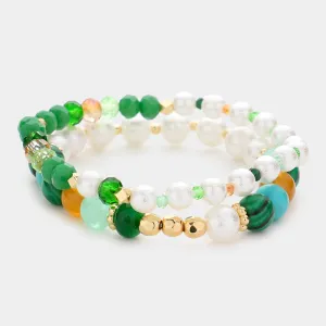 iLLASPARKZ 2PCS - Pearl Colorful Beaded Stretch Bracelets