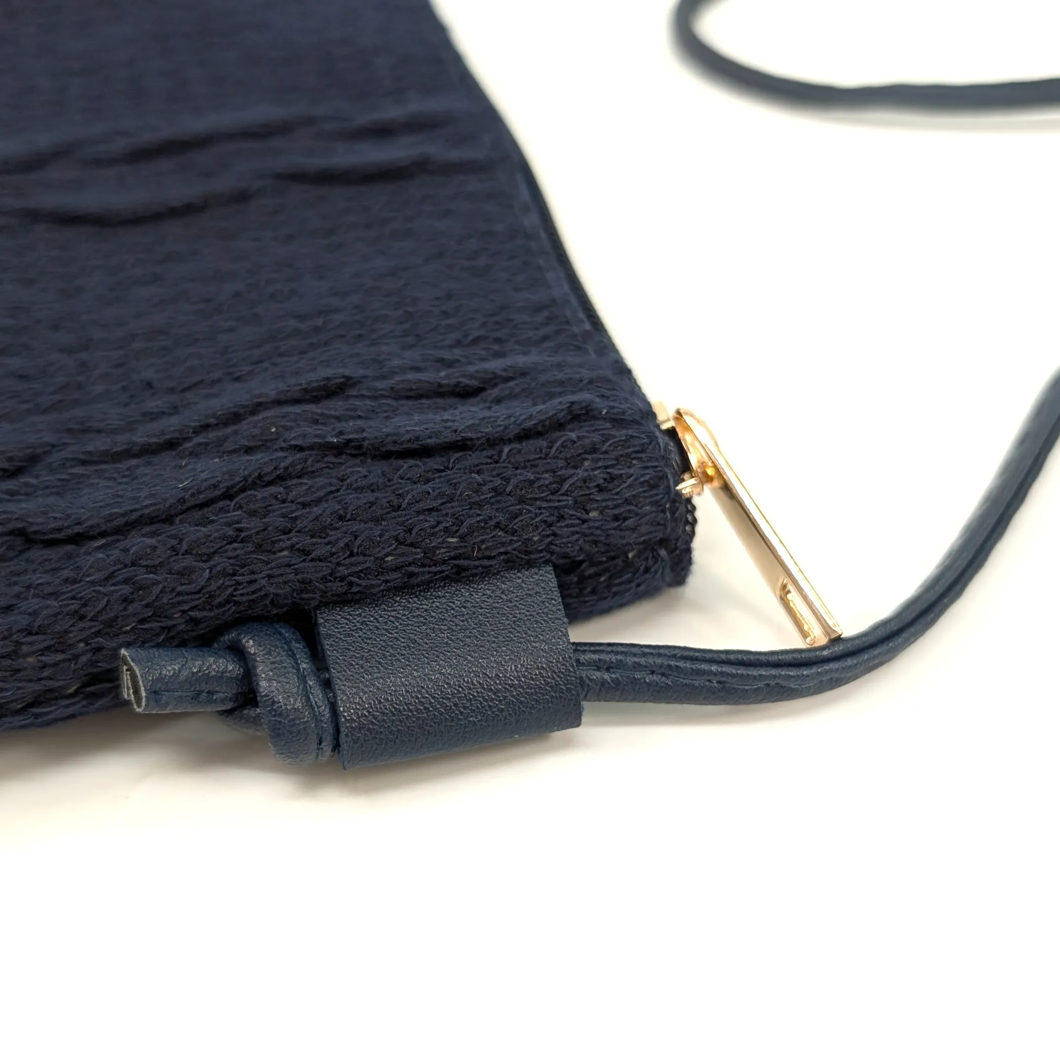 Knitted Crossbody Bag - Navy Blue