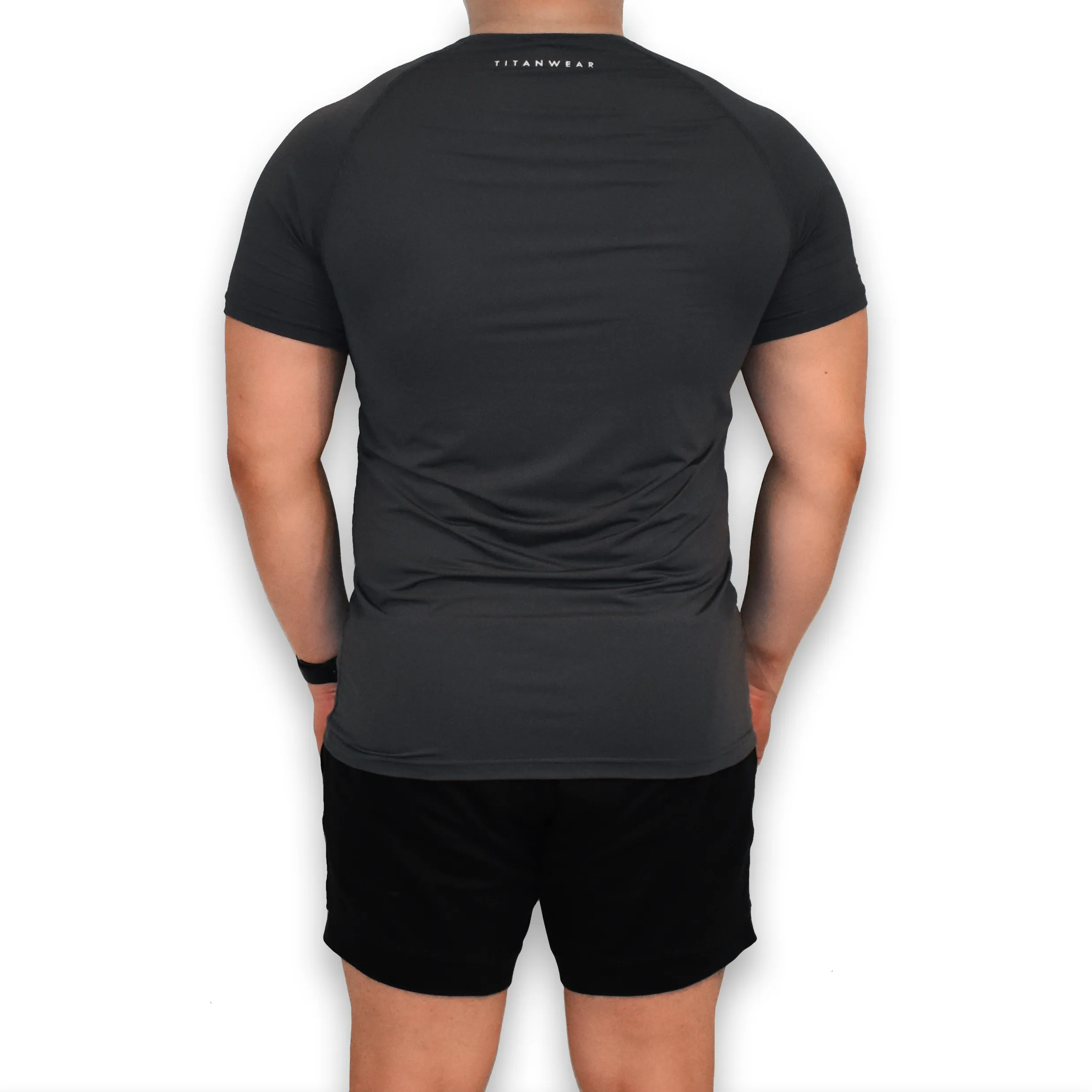 Nylon Spandex Raglan Tee - Dark Grey