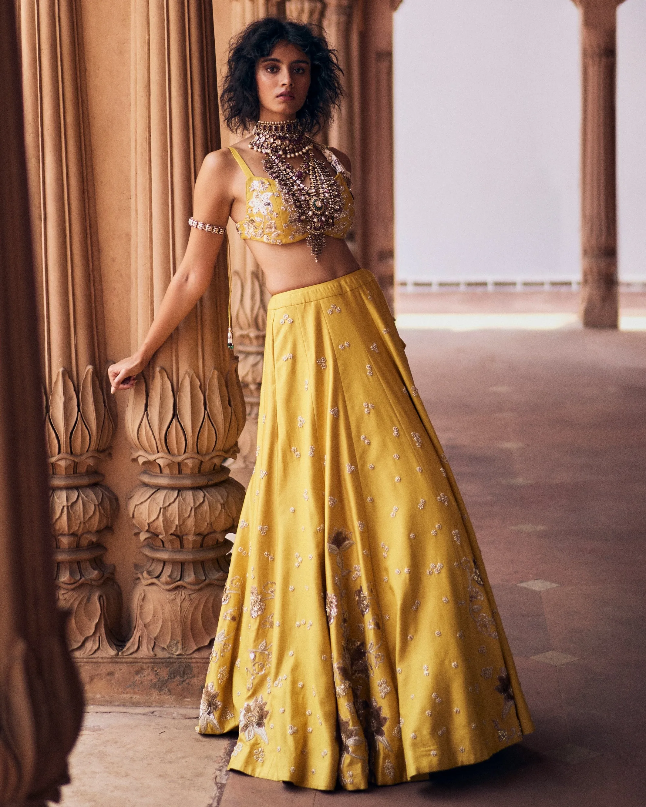 Tuscany Yellow Hand Embroidered Lehenga Set