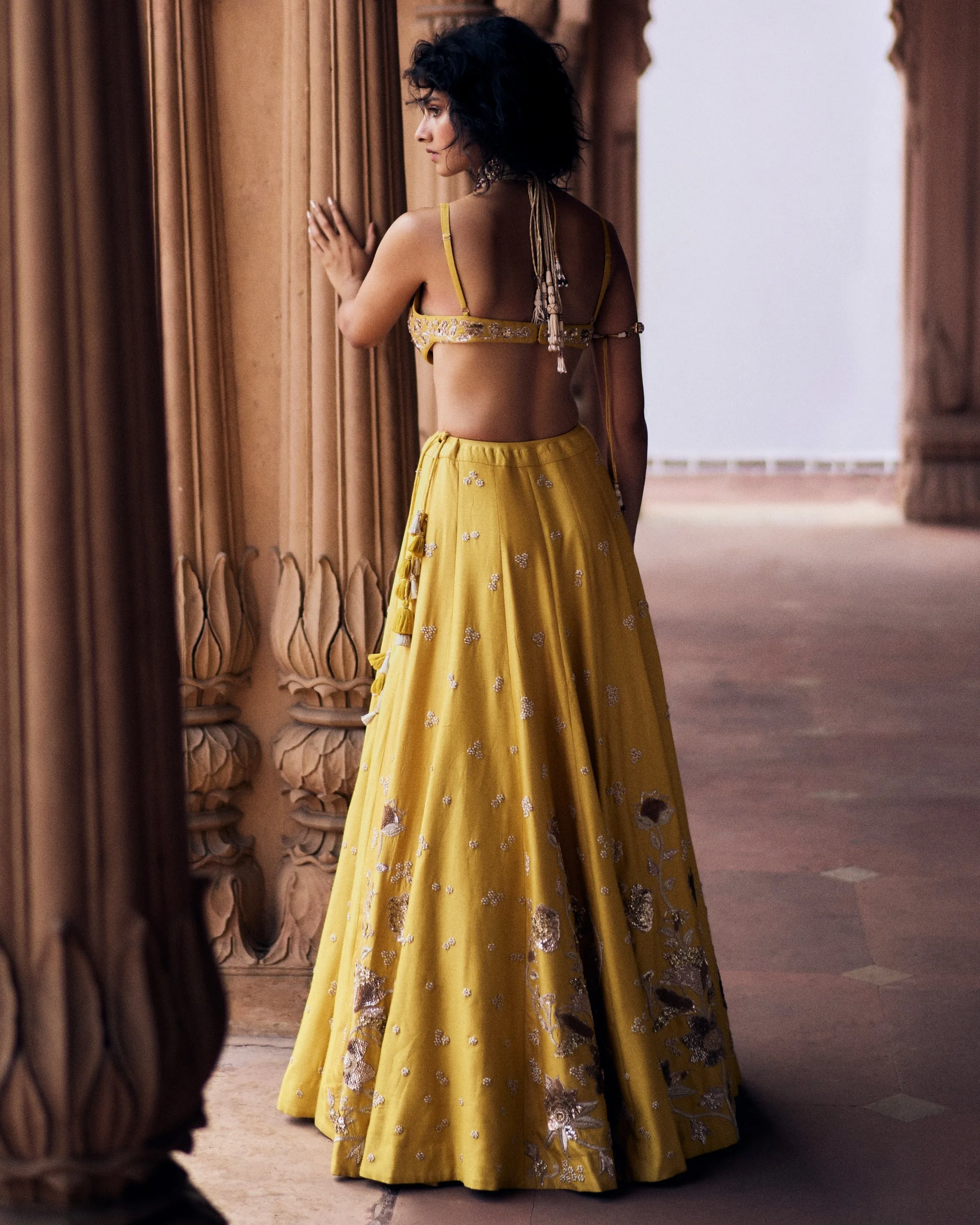 Tuscany Yellow Hand Embroidered Lehenga Set