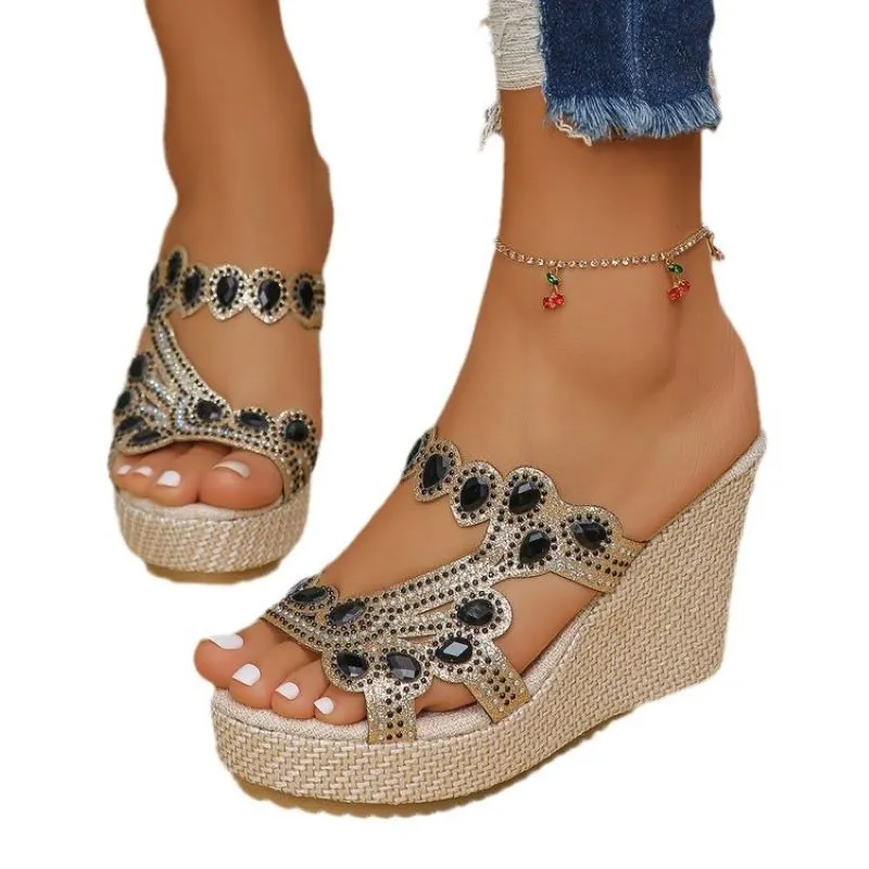 Women's Luxury Rhinestone Non-slip Wedge Sandals