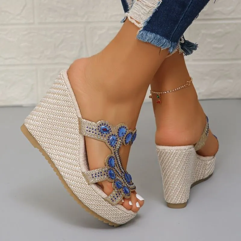 Women's Luxury Rhinestone Non-slip Wedge Sandals