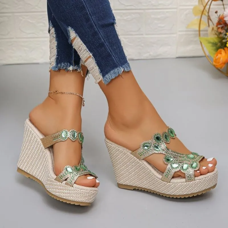 Women's Luxury Rhinestone Non-slip Wedge Sandals