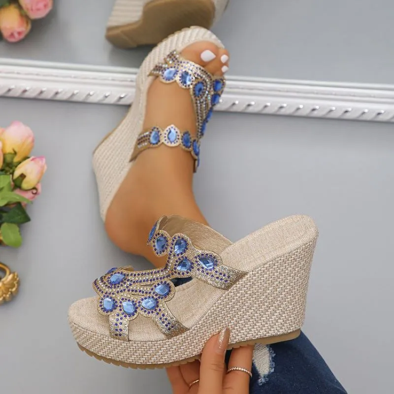 Women's Luxury Rhinestone Non-slip Wedge Sandals