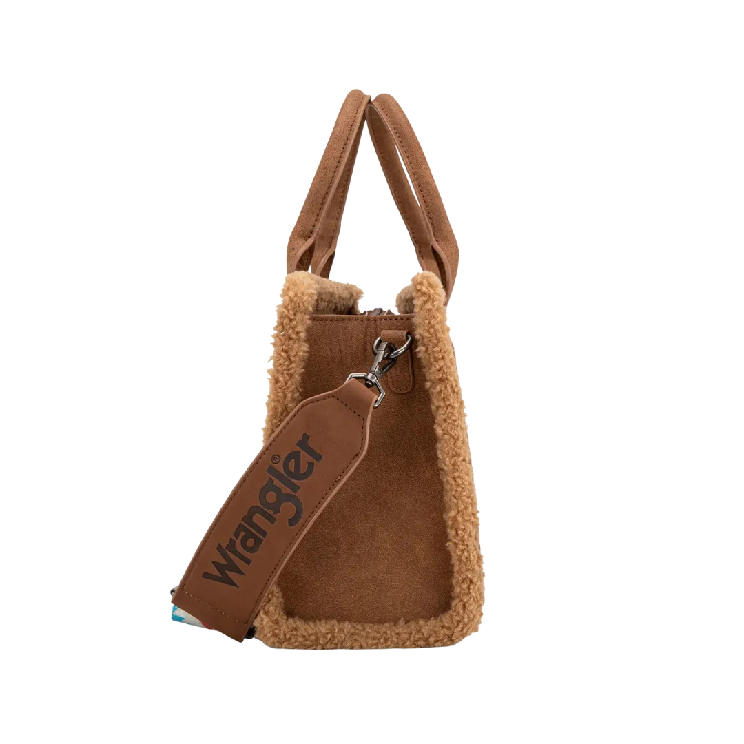 Wrangler Women's Sherpa Brown Tote Crossbody
